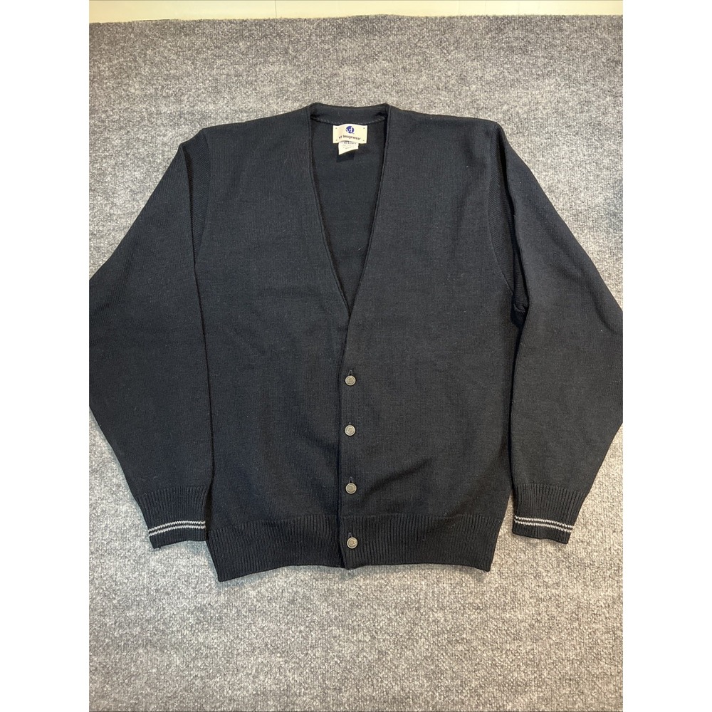 Vintage VF Imagewear Black V-Neck Cardigan Sweater - Made in USA - Men's Size L